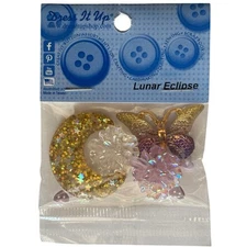 Dress It Up Lunar Eclipse Embellishments & Buttons - Moon Butterfly Flower 157