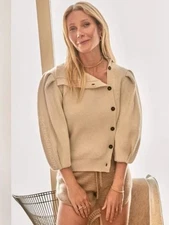 G LABEL GOOP Sz XS Segovia Side Button Puff Sleeve Cardigan Sweater