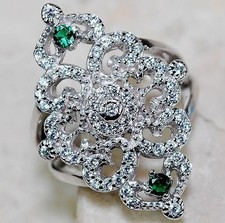 1CT Treated Emerald  Topaz 925 Sterling Silver Ring Jewelry Sz 6 MK1-7