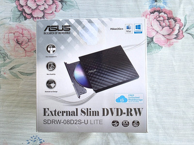 ASUS SDRW-08D2S-U Lite Optical Disc Drive External Slim USB DVD-RW Writer Black