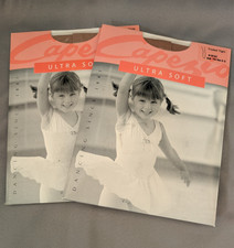 Capezio Semi Opaque Ultra Soft Footed Tight Dance Ballet Fits Size 2-6 Lot of 2