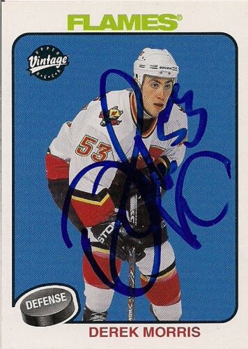 Derek Morris Calgary Flames 2001 UD Vintage Hand Signed Card - Picture 1 of 1