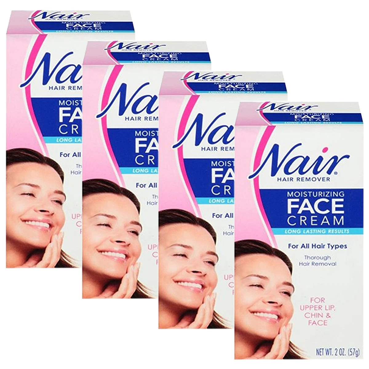 Pack of 4 New Nair Moisturizing Face Cream Hair Remover 2 oz eBay