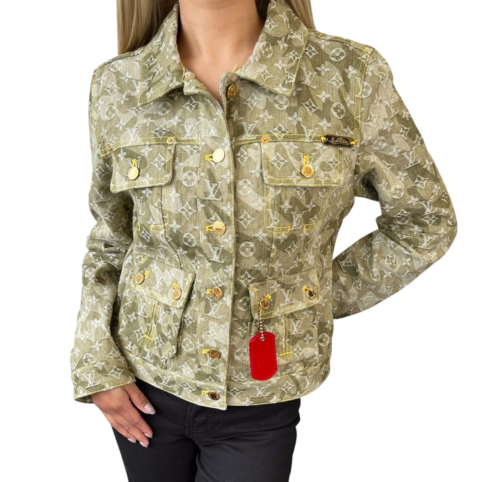 LOUIS VUITTON（LV） Giacca denim LOUIS VUITTON vintage monogramma logo LV #40 cotone verde mimetico