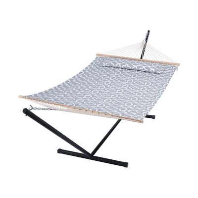 SUNCREAT 2 Person Hammock With Stand – 475 Lb Capacity, Heavy Duty Steel Frame, Dark Grey