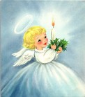 Angel Girl Hallmark Candle White Dress Halo Vtg Christmas Greeting Card