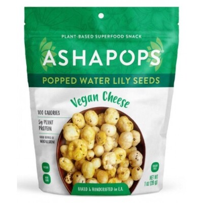 Ashapops  Popped Water Lily Seeds - Vegan Cheese  1 Oz - vegan snack
