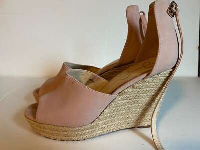 JESSICA SIMPSON Womens Lt Pink Platform Strappy Toe Wedge Espadrille Shoes 9M