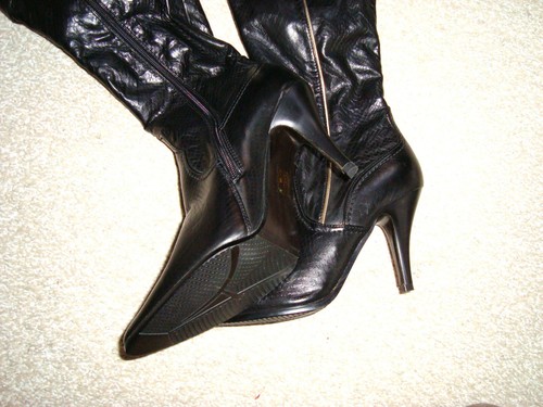 Stilettos schwarz Stiefel 37 Overknees sehr hoher Schaft Schlangenleder-Optik - Bild 3 von 3