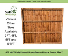 6FT x 6FT Fully Framed Brown Treated Fence Panel 32x47. Various Sizes Available!