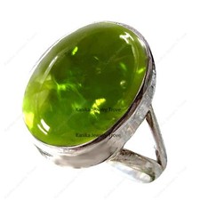 925 Sterling Silver Peridot 10x14 Oval Womens Rings Size 5