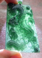 Certified Icy Green 100 Natural A Jade jadeite Pendant Dragon 674665