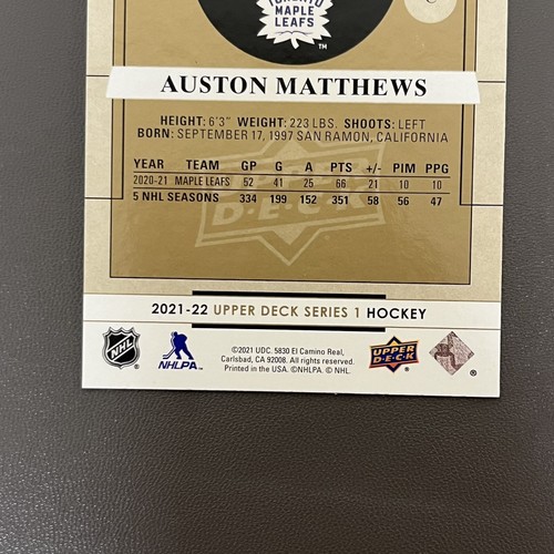 2021-22 UD Portraits Auston Matthews Toronto Maple Leafs #P-29 - Picture 6 of 6
