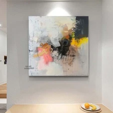 Modern Hand-Painted Oil Painting on Canvas wall Art Abstract Home Black 24in