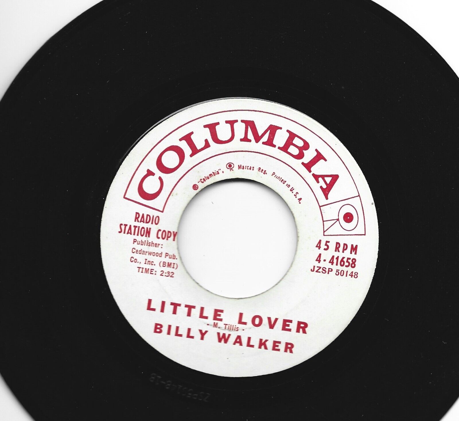 TEEN ROCKABILLY - 45 -BILLY WALKER - LITTLE LOVER   - HEAR  -1960 PROMO COLUMBIA