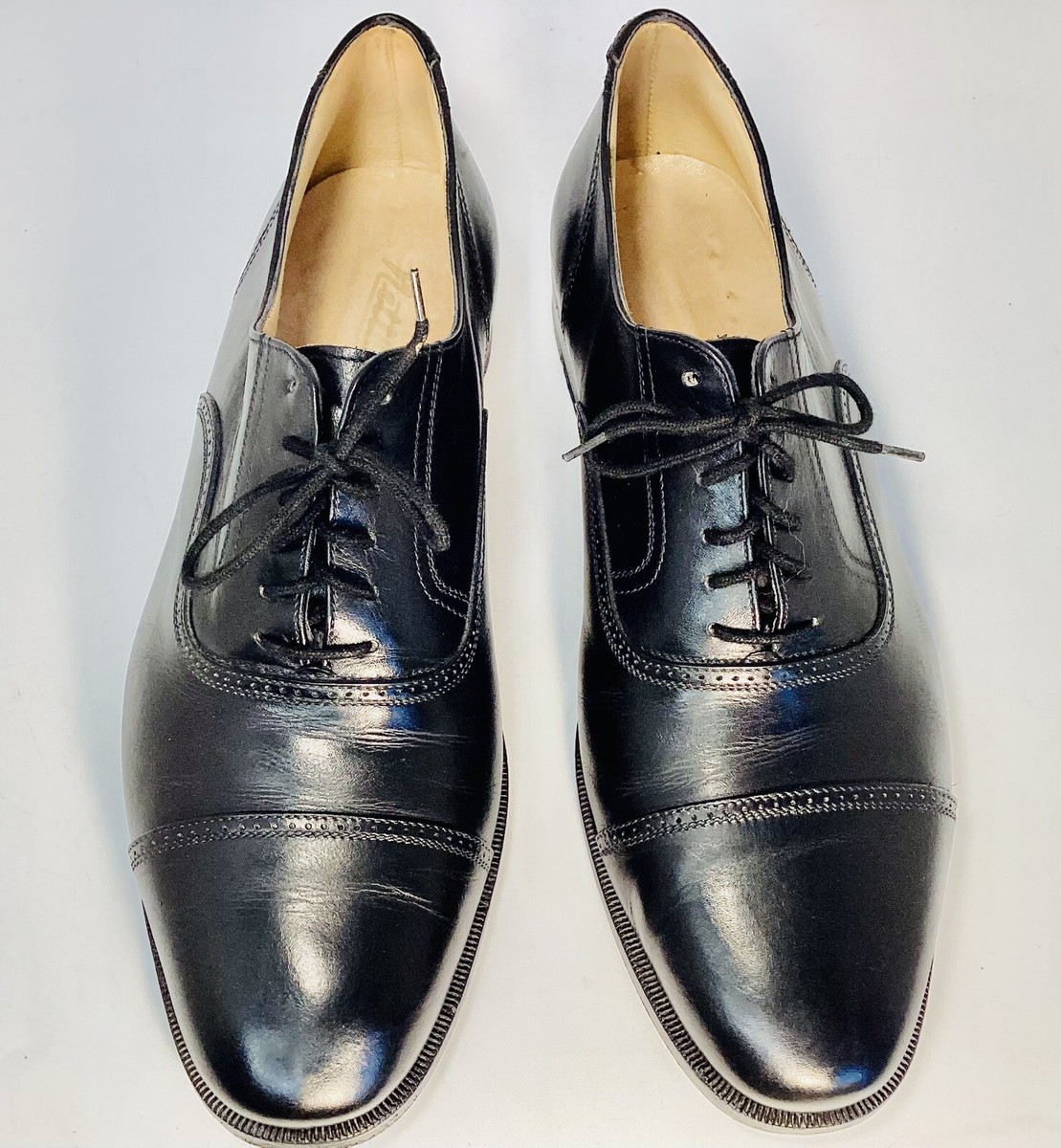 Nettleton VTG Black Pebble Grain Leather Plain Toe Derby Oxford Shoes Mens 9 740330-2_2025_Shopify_1200x.  main image 2