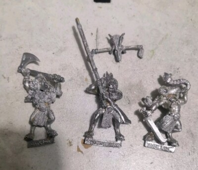 Warhammer Beastman Command X 3 Champion Standard Bestigor Brayherd Metall OOP