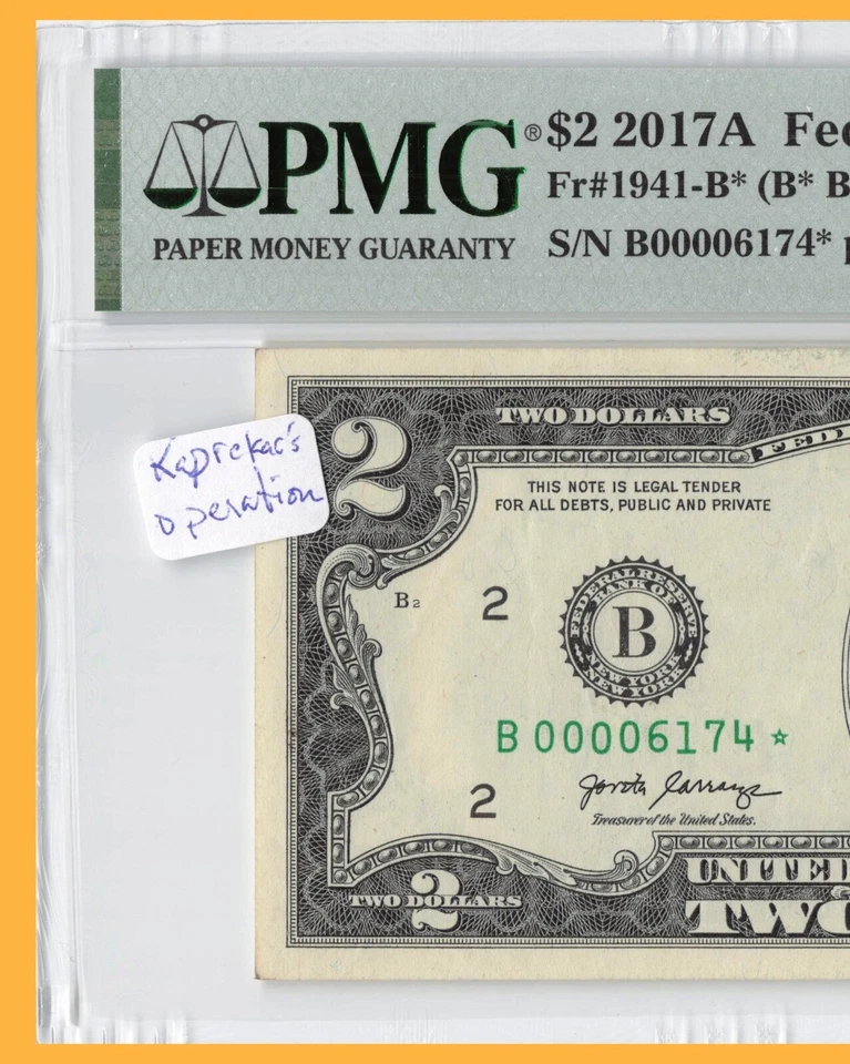 32K 2017A Sheet Star Note $2 Two$ Bill PMG B00006174* Kaprekar Constant 6174 - Image 4 of 4