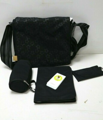 Lässig Wickeltasche Casual Messenger Bag - Reflective Star - Black