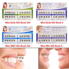 20Pcs/Pack Dental Orthodontic Brackets Braces Mini Roth MBT Slot.022 3-4-5 Hooks