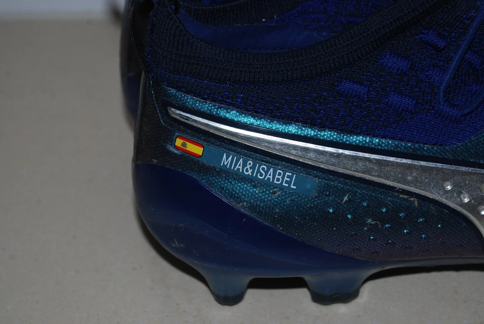 NACHO MONREAL ARSENAL MATCH WORN BLUE PUMA SAMPLE FOOTBALL BOOTS not shirt  - Image 2 of 4