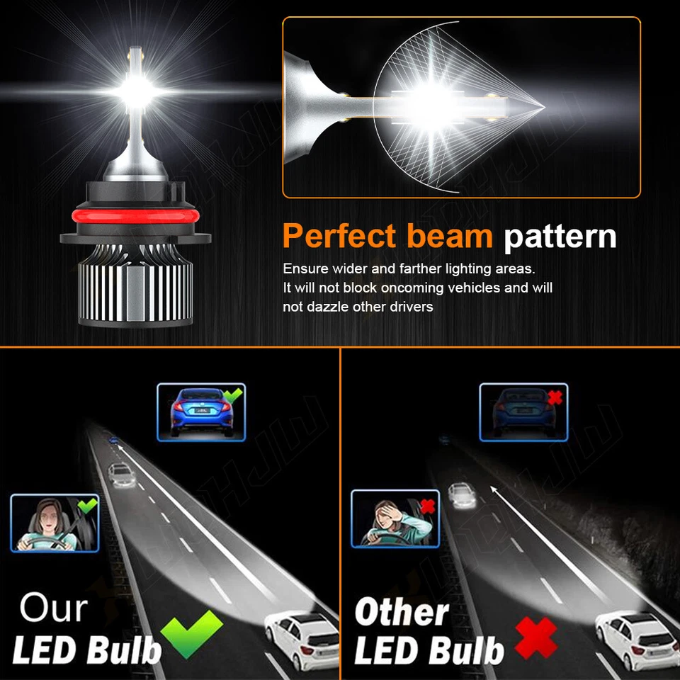 2x 9007/HB5 LED Headlight Bulbs Kit 6000K White High/Low Beam Light Super Bright - Image 2 of 4