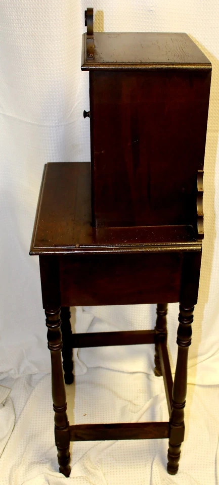 *RARO* Antiguo gabinete telefónico de caoba de principios del siglo XX con soporte Foto 3 de 4