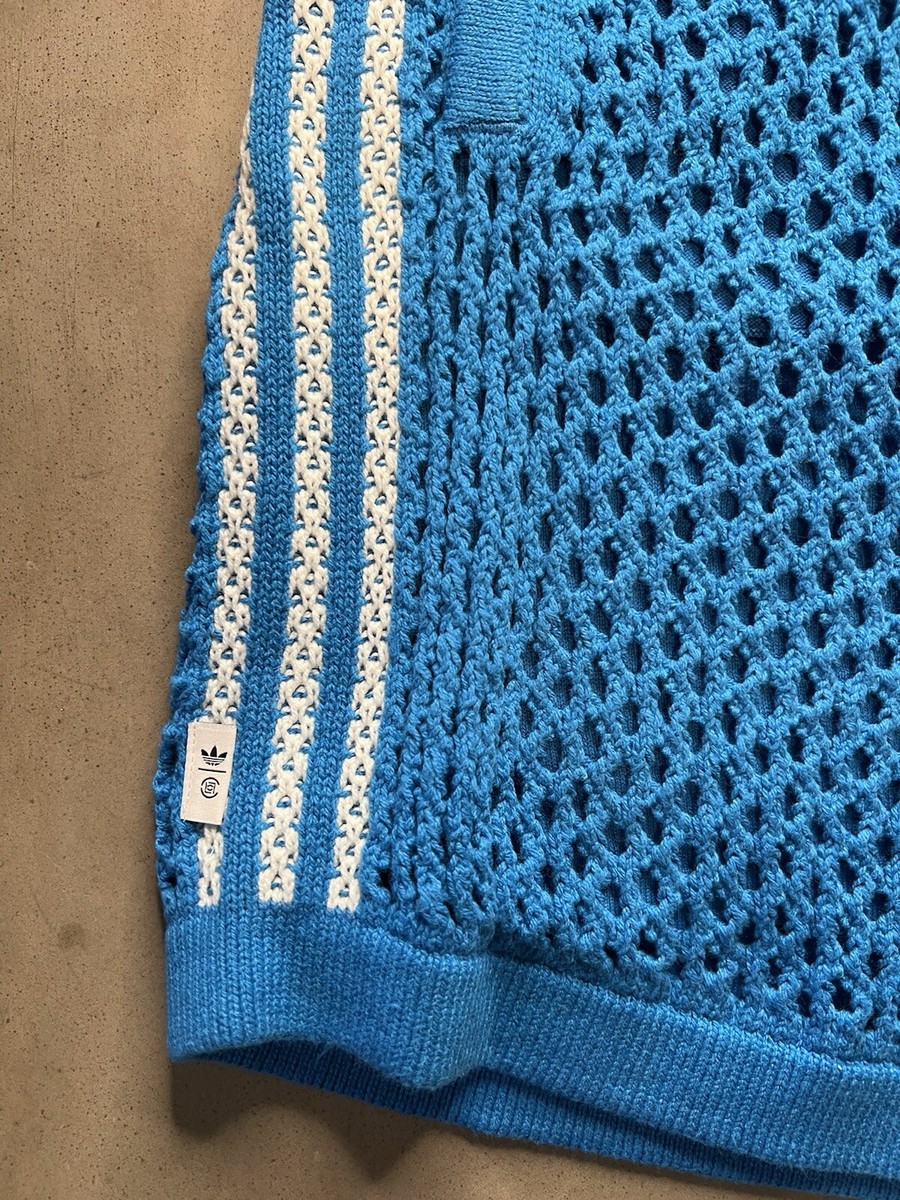 Adidas X Clot By Edison Chen Blue Crochet Shorts, Size L Adidas X Clot By Edison Chen Blue Crochet Shorts, Size L