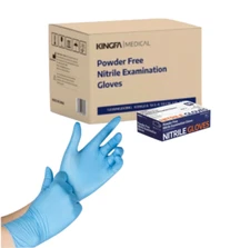 Kingfa Blue Nitrile Exam Gloves, 3 mil Latex & Powder Free - 1000 ct