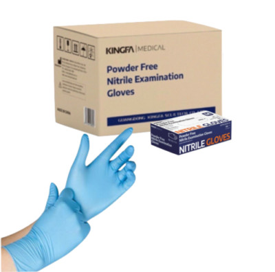 Kingfa Blue Nitrile Exam Gloves, 3 mil Latex & Powder Free - 1000 ct