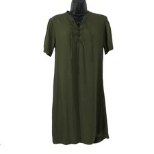 Madewell Novella Lace Up Dress Women's Size XS Green Viscose