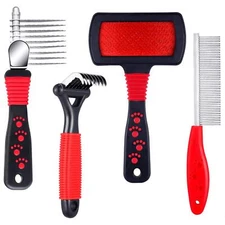 	4 Pieces Dog Dematting Comb Poodle Brushes for Grooming Pet Cat Cleaning Sli...