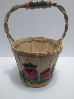 Wicker Wood Basket Apple Orchard Craft Basket Country Home Decor Farmhouse Style
