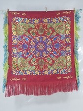 Vintage gorgeous WWll Taj Mahal Silk satin Piano Shawl 1940s scarf 86x82cm