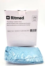 Ritmed Isolation Gown w/ Thumbloop Disposable SZ Reg, Blue, 1/bg, 15bg/bx 8025-C