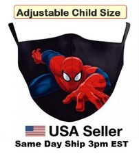 Children Spiderman Superhero Face Mask Reusable Adjustable Cloth Kids Washable