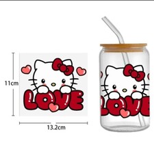 1 Piece Cup Wrap, Transfer Stickers for Glass Uv DTF Anime Kitty Easter