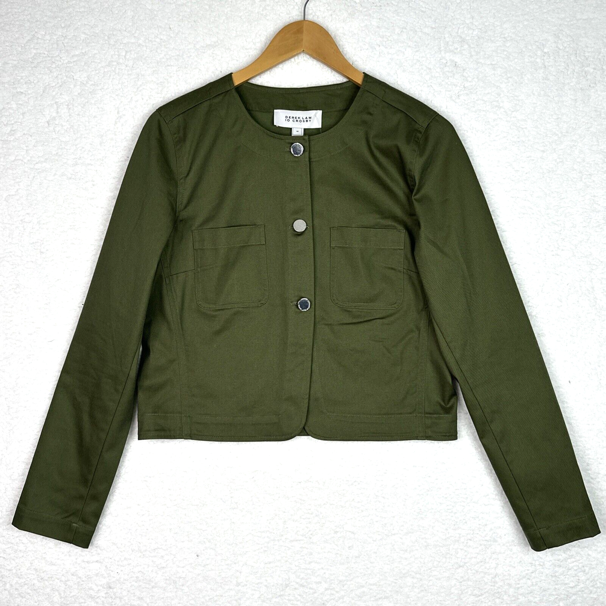 Derek Lam 10 Crosby Fatigue Green Utility Jacket Womens Medium Cropped NWT  $275