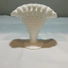 New ListingVintage Fenton White Hobnail Milk Glass Fan 4in Vase Ruffles-Perfect Condition