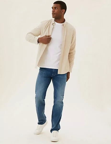 Marks and spencer jeans straight leg sales