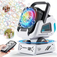 Auto Rotation RGB Bubble Machine Remote Control Rechargeable Kids Party Wedding