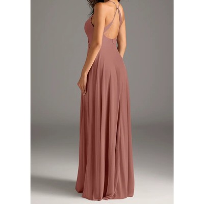 AZAZIE DAVIS Cedar Rose A-Line V-Neck Chiffon Maxi Bridesmaid Dress Sz A4  Prom | eBay