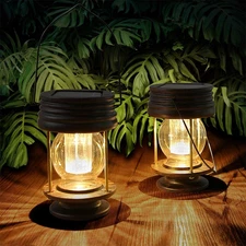 2 Pack Solar Wall Lantern Lights Outdoor Waterproof Sun Powered Wall Light