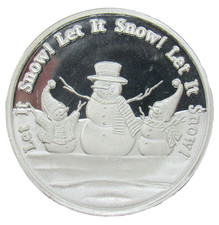 1 TROY OUNCE .999 FINE SILVER CHRISTMAS SNOWMAN LET IT SNOW ROUND BULLION SNOW 95.91 per troy oz
