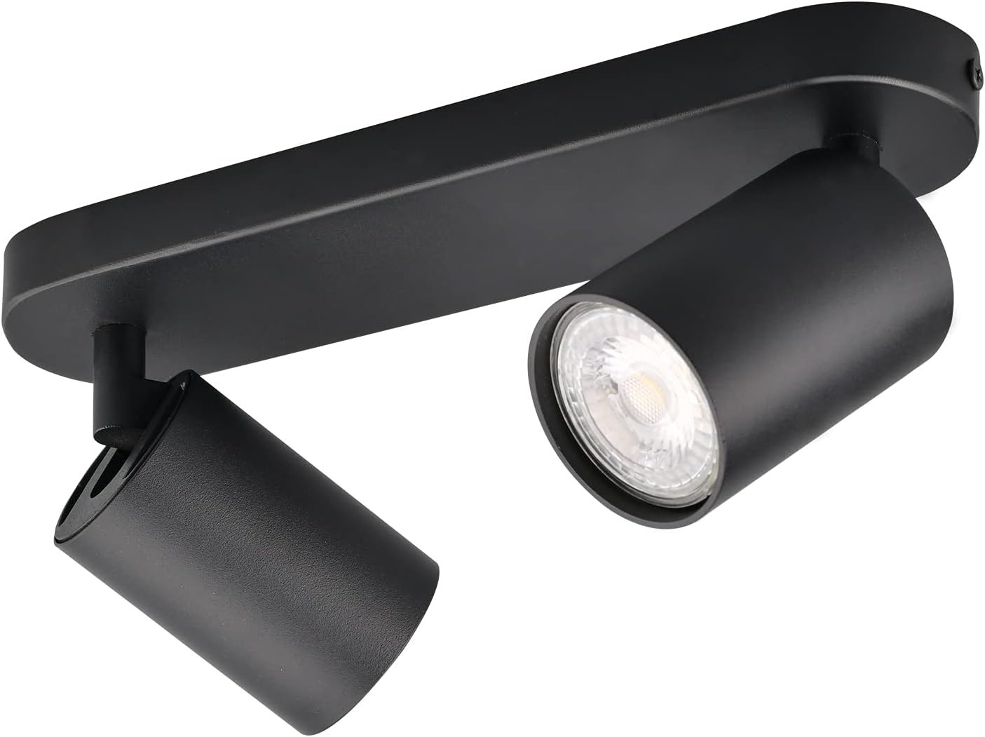 Plafoniera LED Soffitto 2 Faretti Orientabili | Design Nero/Bianco GU10