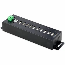 StarTech 10-Port Industrial USB 2.0 Hub w/ESD Level 4 Protection Mountable