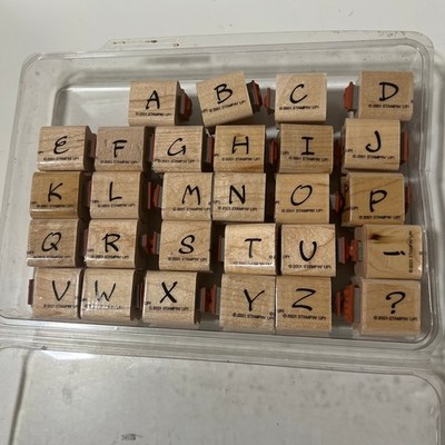 Stampin Up 2001 Brushstroke Alphabet Wood Rubber Stamp Set Uppercase Lowercase