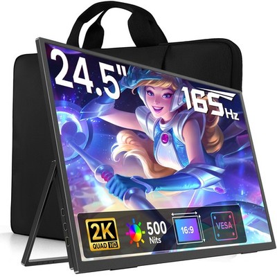 UPERFECT 24,5 Zoll 165Hz Tragbarer Monitore 2K LCD Display Bildschirm mit VESA