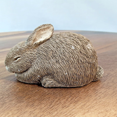 VTG Sandicast Sleeping Bunny Figurine Sandra Brue Signed Mini 3'' Brown Rabbit