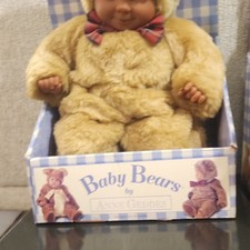 Anne Geddes Baby Bears Doll Baby Bear Soft Body Original Box 1997